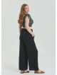 Black Women's Plus Size Trousers with Elastic Waist Belt Detail 4620